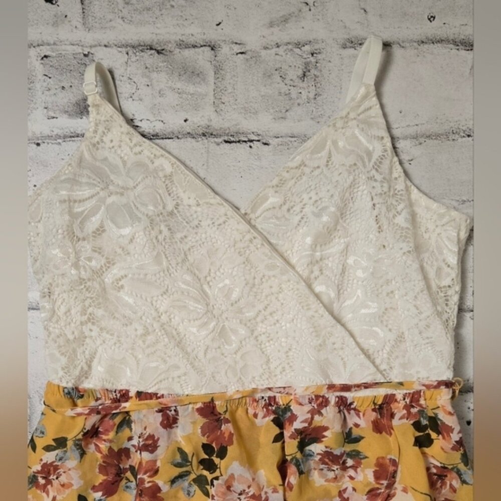 Suzy Shier White Lace & Orange Floral High Low Maxi Dress XL - Picture 9 of 15